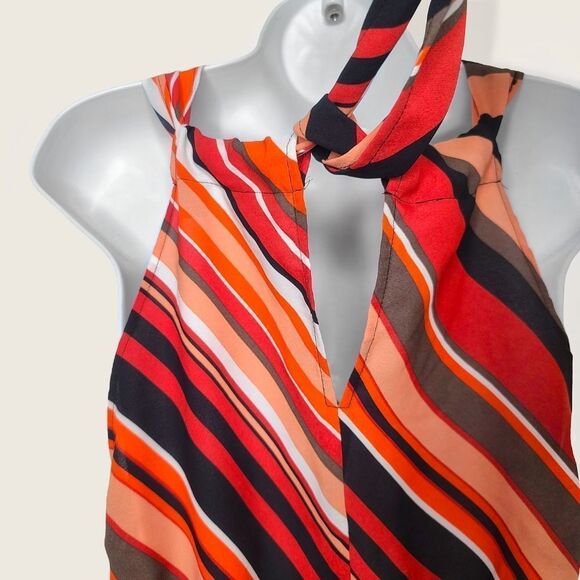 NWT New York & Company | Striped Cross Front Tie Neck Halter Top | XS - Picture 7 of 11